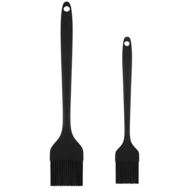 Imagem de Conjunto de 2 pincéis de silicone preto, pincéis de pastelaria resistentes ao calor para espalhar molho de manteiga e óleo marinadas para churrasco, churrasco, cozinha, cozinhar