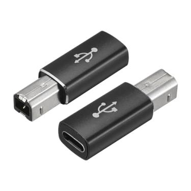 Imagem de Adaptador USB C fêmea para converter, adaptador tipo C para USB B preto para impressoras, laptop, tablet, piano, sintetizadores, pacote com 2