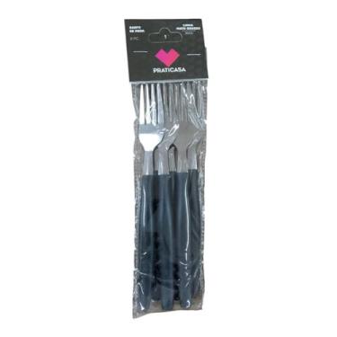 Imagem de Kit 6 Garfos de Mesa Linha Mato Grosso – Aço Inox com Cabo Anatômico Preto, Alta Resistência, Corte Preciso e Design Moderno