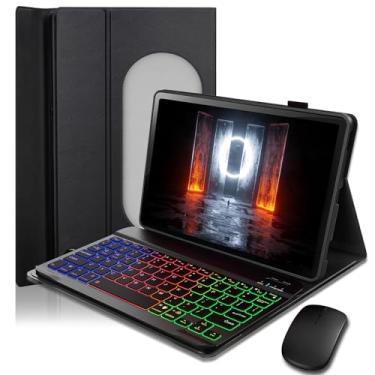 Imagem de SAMTUNK Capa com teclado para tablet Google Pixel de 11 polegadas 2023/2024, capa - teclado magnético destacável com mouse com mudança de arco-íris de 7 cores - preto