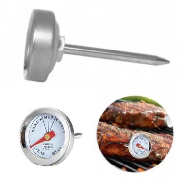Imagem de Termometro Culinario Espeto Inox Analogico Temperatura Ponto Carne Churrasco Aves Steak Profissional Prepare Perfeitamen