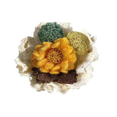 Imagem de Broche de pelúcia de algodão feito à mão para mulheres e meninas, lindos broches de frutas, acessórios de renda de feltro de lã macia para roupas, bolsas, chapéus, broches para mulheres, Medium, Liga
