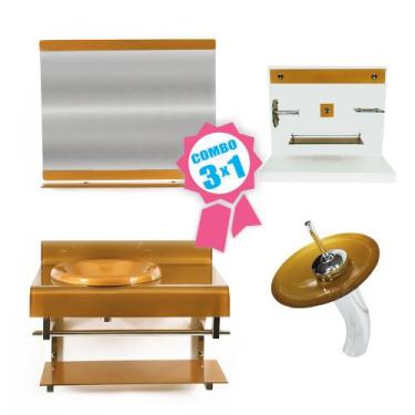 Imagem de Combo 3 em 1 - Gabinete 70cm Espanha + Torneira Ibiza + Kit Banheiro J