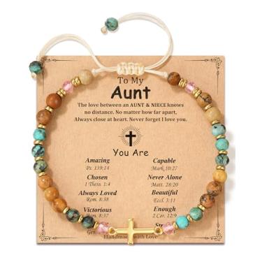 Imagem de LAVEIR Pulseira de cruz cristã para mulheres, presentes de batismo de confirmação, presente exclusivo para amigos, mãe, esposa, tia, irmã em Cristo, aniversário, Natal, Dia dos Namorados, One Size