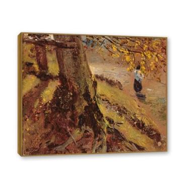 Imagem de NHLDZYH Moldura de teca. Arte de parede John Constable (troncos de árvore), pôster de pinturas famosas, decoração de parede com impressão de imagem retrô de romantismo. 30 x 36 cm - 11,8 x 14,2 pol