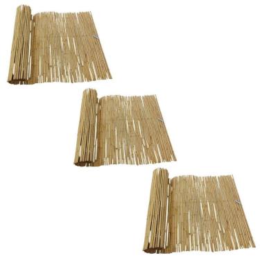 Imagem de Kit 3 Esteiras Bambu Natural 0,80Mt X 5Mt Cortina Decoração