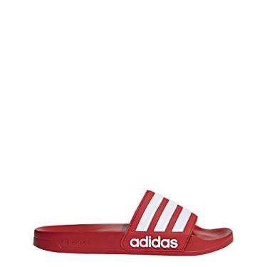 Imagem de adidas Chinelos de Chuveiro Adilette Masculinos, Escarlate, Núcleo Branco/SCarlet, 9