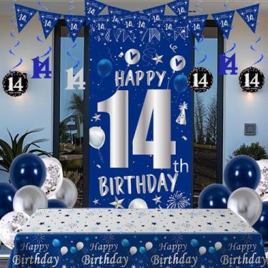 Imagem de Decorações de aniversário: TOUPONS, 14º aniversário, azul, prata
