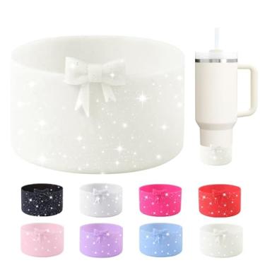 Imagem de Bota de silicone com laço de glitter para StanleyTumbler 567.0-1,134.0 g & Owala garrafa de água 680.4 g & IceFlow 567.0 g 850.5 g & Hydroflask garrafa de água 340.2-680.4 g capa antiderrapante para