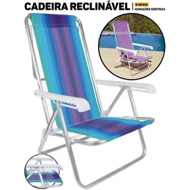Imagem de Cadeira De Praia Verão Reclinável Mor Alumínio 8 Posições Dobrável P/ 