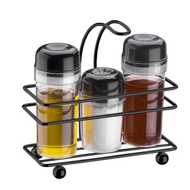 Imagem de Galheteiro c/potes Utimil Preto Brilhante