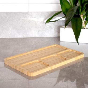 Imagem de Bandeja Decorativa de Bambu para Petiscos Retangular 33cm F01 - D'Ross