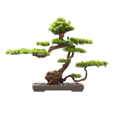 Imagem de Árvore artificial Casa Verde Bonsai Entrada Hotel Showroom Paisagem Decorativa Árvore Falsa Pinho Planta Em Vaso Enfeites