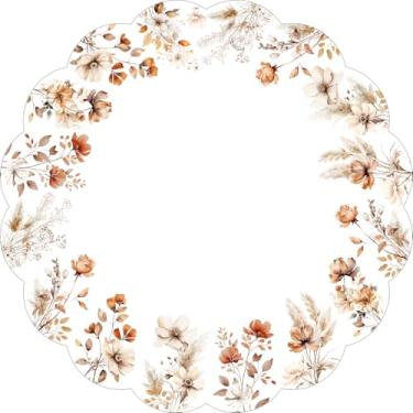 Imagem de 50 peças de tapetes de papel floral de outono, tapetes descartáveis de borboleta, jogo americano descartável recortado de 34,3 cm, jogo americano redondo para decoração de mesa, aniversário, casamento