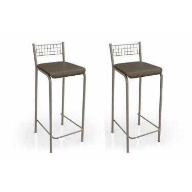Imagem de Kit 2 Banquetas Sala Jantar Gênova 2b705nk 2 Un Níquel/marrom - Kappesberg