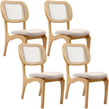 Imagem de Kit 4 Cadeiras Para Sala De Jantar Estofada E Tela Mariah L02 Seude Bege