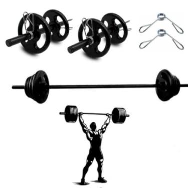 Imagem de Kit Completo Barra De Mão E 20kg De Anilhas Pintada a sua escolha(12KG (4X3KG))