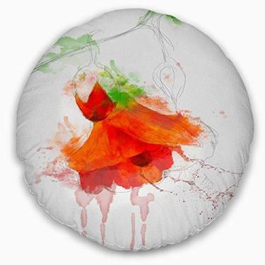 Imagem de Design de ilustração em aquarela rosa vermelha sala de estar, sofá, almofada de alta qualidade + capa de almofada impressa em ambos os lados 50 cm