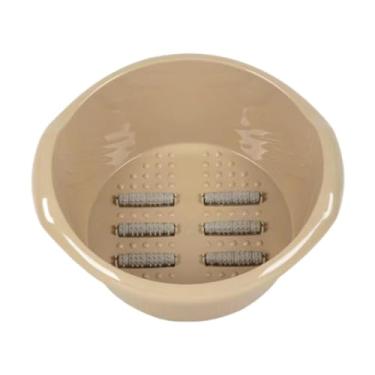 Imagem de Kokiya Banheira de banho de inverno balde de banheiro redondo portátil com manchas de massagem banheira de baço de pé de baço de pé para adultos para viagens, Amarelo