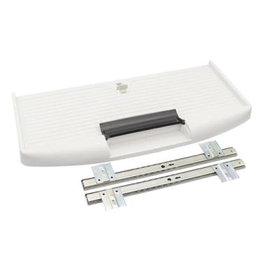 Imagem de Milageto Sob a mesa PC Teclado da gaveta da bandeja de teclado Organizador Acessórios para Officiário em casa Assembléia simples 21.5x10.6inch Substituição, White 27mm W Rail