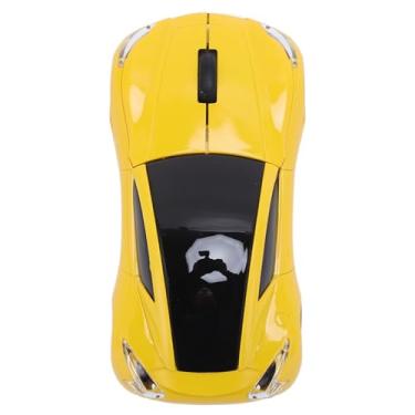 Imagem de Mouse em forma de carro, mouse de computador sem fio de 2,4 GHz, mouse óptico de jogos 1600DPI para PC e laptop (amarelo)