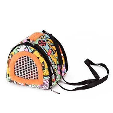 Imagem de Zyyini Bolsa de Ombro para Hamster Bolsa Portátil Removível para Transporte de Pequenos Animais Com Malha Respirável para Cobaias Ouriços Chinchilas, Material de Lona Premium (Padrão de comida