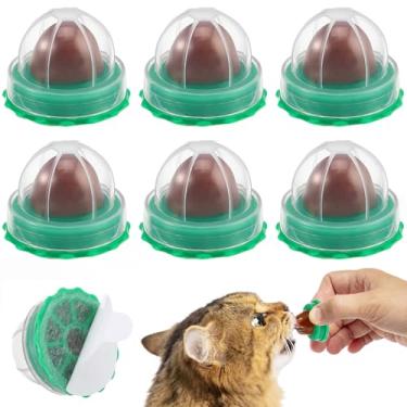 Imagem de MHFOOU 9 bolas de brinquedos de erva-dos-gatos, bolas de açúcar para lamber na parede, pirulito, doces comestíveis, bolas energéticas, brinquedo de gatinho com capa para higiene