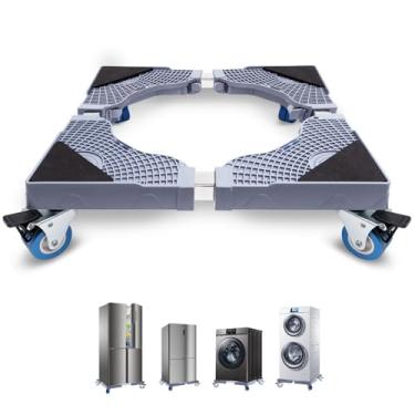 Imagem de Johaus Carrinho de móveis, mini suporte de geladeira com rodas de bloqueio, suporte de máquina de lavar ajustável, rolo de aparelho para lavadora, secadora, geladeira