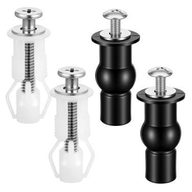 Imagem de Kit de substituição de 4 peças de parafusos de assento de vaso sanitário, parafusos de assento de vaso sanitário de aço inoxidável com porcas de borracha expansíveis, ferragens universais para