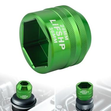 Imagem de LIFSHP Soquete de filtro de óleo de 24 mm/36 mm, removedor de tampa de filtro de combustível para Ford Powerstroke 2003-2010 6,0L/6,4L Diesel-Verde