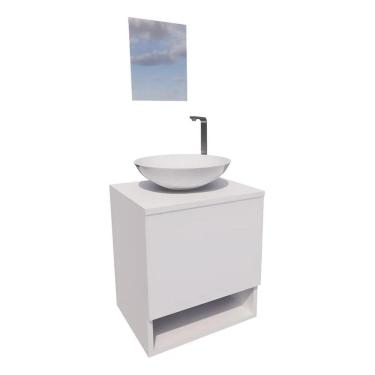 Imagem de Gabinete 40Cm Lavabo Com Cuba E Espelho Suspenso