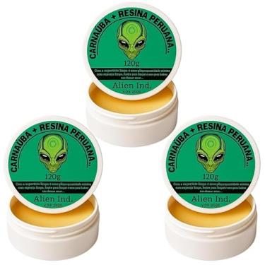 Imagem de 3 Cera Alien Ind Automotiva Carnaúba + Resina Peruana 120g | Brilho Espelhado, Remove Pequenos Riscos, Proteção e Revitalização da Pintura e Queimados