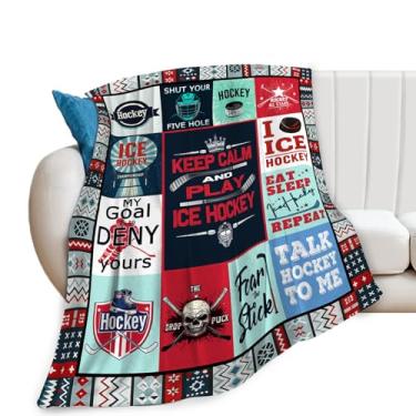 Imagem de Cobertor de hóquei no gelo, cobertor de jogador de hóquei, presentes esportivos, cobertores de flanela de lã para homens, meninos, mulheres, amantes, adultos, roupa de cama macia, presente para