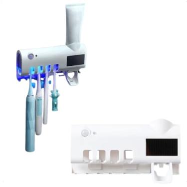 Imagem de Suporte Dispenser De Pasta De Dente Com Esterelizador UV Automatico Porte Escova Barbeador Higiene Banheiro Para Familia