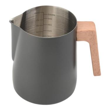 Imagem de Llazsybz Jarra de aço Inoxidável para Espumar Leite com Marcações de Medidas, Utensílio para Preparar Latte, Café, Chá Quente, Lattes, Molhos E Sucos, Preto