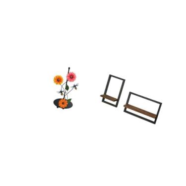 Imagem de Fenteer Conjunto de Suporte para Papel-toalha E Prateleiras Flutuantes de Madeira com Design Antiderrapante, Suporte Vertical para Lenços de Papel, Estilo Rús