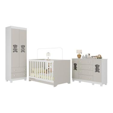 Imagem de Quarto de Bebê Completo com Berço Americano 3 em 1 Fofura Multimóveis MP4657