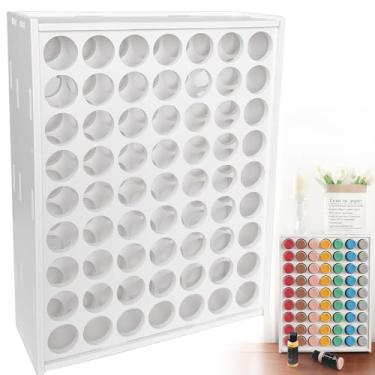 Imagem de WWEsemeren Organizador de tinta, suporte de tinta acrílica com 63 furos, armazenamento vertical Apple Barrel, para organizadores e armazenamento de artesanato de 59 g, montado na parede