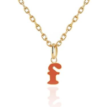 Imagem de Colares com inicial feminina, banhado a ouro 14K com letra A-Z com esmalte colorido, corrente ajustável de 45,7 a 50,8 cm - Presentes de Dia dos Namorados para ela, presentes de aniversário, presentes