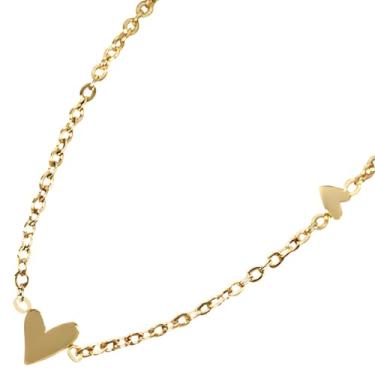 Imagem de Chewtoyo Colar de coração minúsculo feminino – Corrente de aço de titânio banhada a ouro, gargantilha delicada, joia diária, festa, casamento, presente atencioso para ela
