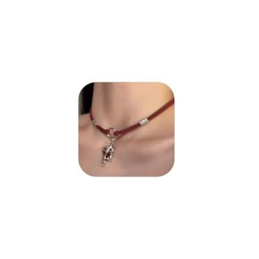 Imagem de Colar gargantilha de couro preto para mulheres, cordão liso ajustável com pingente de cruz de prata polida, joia gótica moderna em camadas para shows de uso diário, adjustable, Liga de aço, Sem Pedra