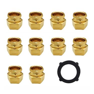 Imagem de AMZDIAI Conexões de mangueira de jardim 1 NPT fêmea x 3/4 GHT fêmea para adaptador de mangueira de jardim, conector de tubo redutor de latão (pacote com 10)