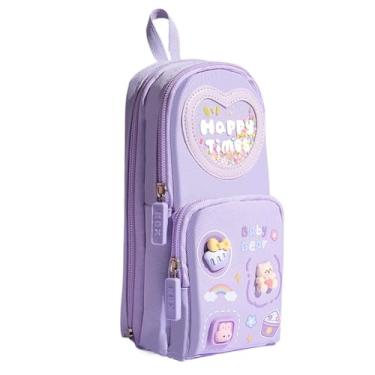 Imagem de Estojo de lápis para meninas, estojo de lápis bonito, mini bolsa escolar para mulheres estojos de lápis rosa com 6 compartimentos Estojo de lápis para meninas (Style D)