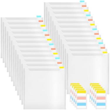 Imagem de Pacote com 24 capas transparentes para documentos A5 com abas coloridas, organizadores de arquivos de plástico para projetos de escritório