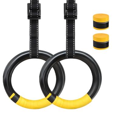 Imagem de Anéis de ginástica ajustáveis para crossfit, anéis de exercício antiderrapantes, equipamento de treinamento de força para fitness em casa, pull ups e mergulhos