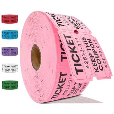 Imagem de 2000 peças (1000 pares) Raffle Tickets Double Roll, 50/50 Pink Raffle Tickets para eventos, entrada, carnaval, arrecadação de fundos, recompensas de sala de aula e prêmios - Qualidade premium por PM