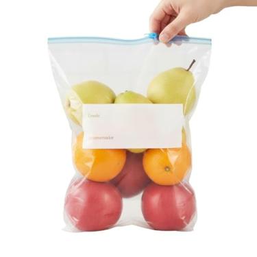 Imagem de Kit 10 Sacos Herméticos Reutilizáveis, 32x26.5cm, com Fecho Zip, Livre de BPA, para Alimentos, Frutas, Legumes, Cereais, Organização de Geladeira e Freezer
