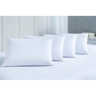 Imagem de Kit 4 Capa de Travesseiro Impermeável com Zíper Fronha Protetora Silenciosa Repele Líquido Matelada Antialérgica