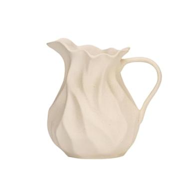 Imagem de Fenteer Jarro de cerâmica decorativo, vaso para flores, estilo rústico, ideal para café, sala de estar ou estante, L