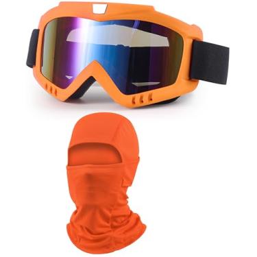 Imagem de immoono Óculos de corrida Dirt Bike com balaclava, motocicleta, quadriciclo, esqui, motocross, à prova de vento, à prova de poeira, óculos de corrida para mulheres e homens, lentes coloridas com